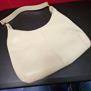 Erik for Holiner Genuine Leather Cream Shoulder Bag-Vintage 1970s-80s